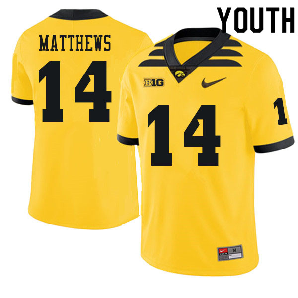 Youth #14 Quavon Matthews Iowa Hawkeyes College Football Jerseys Sale-Gold - Click Image to Close
